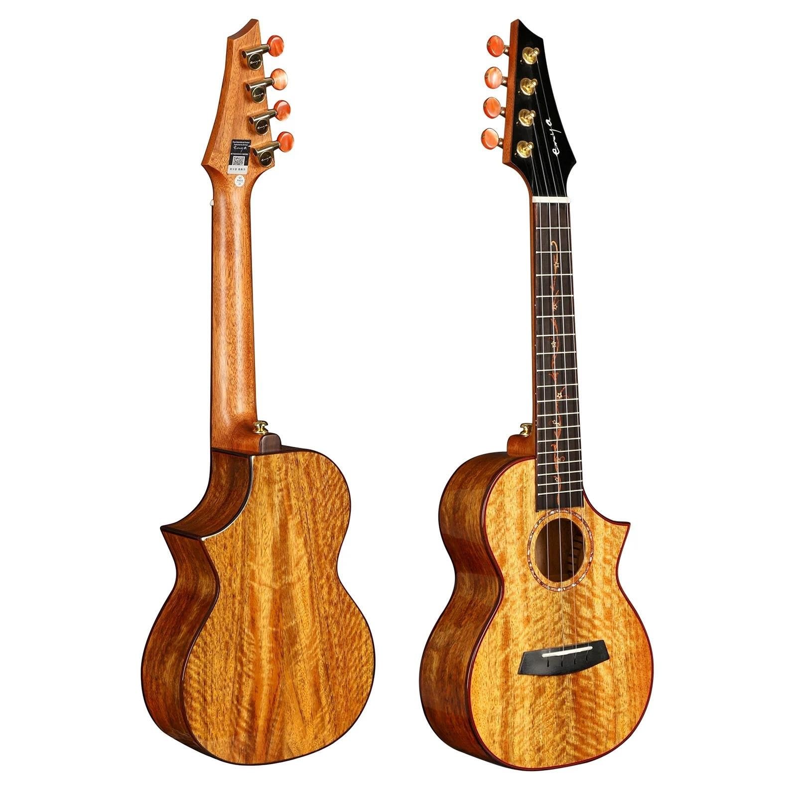 Ukulele Concert/Tenor Ukulele Solid Mango Wood High Gloss Finish With Gig Bag Strap Electric Ukulele(A,23inch)