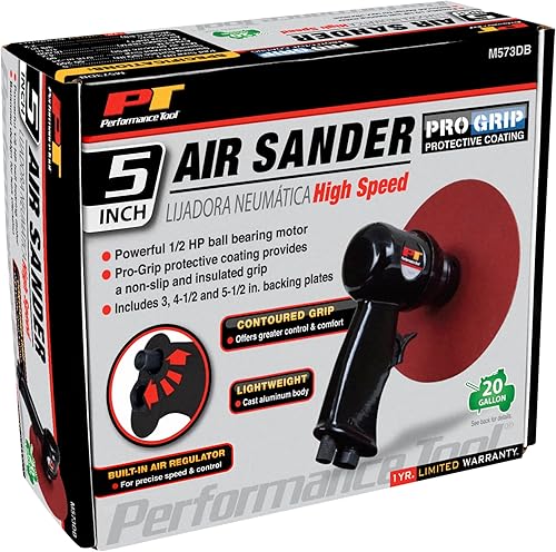 Miniatura 5 de Performance Tool Lijadora de alta velocidad M573DB de 5 pulgadas con control de velocidad ajustable y sistema de recolección de polvo para trabajos
