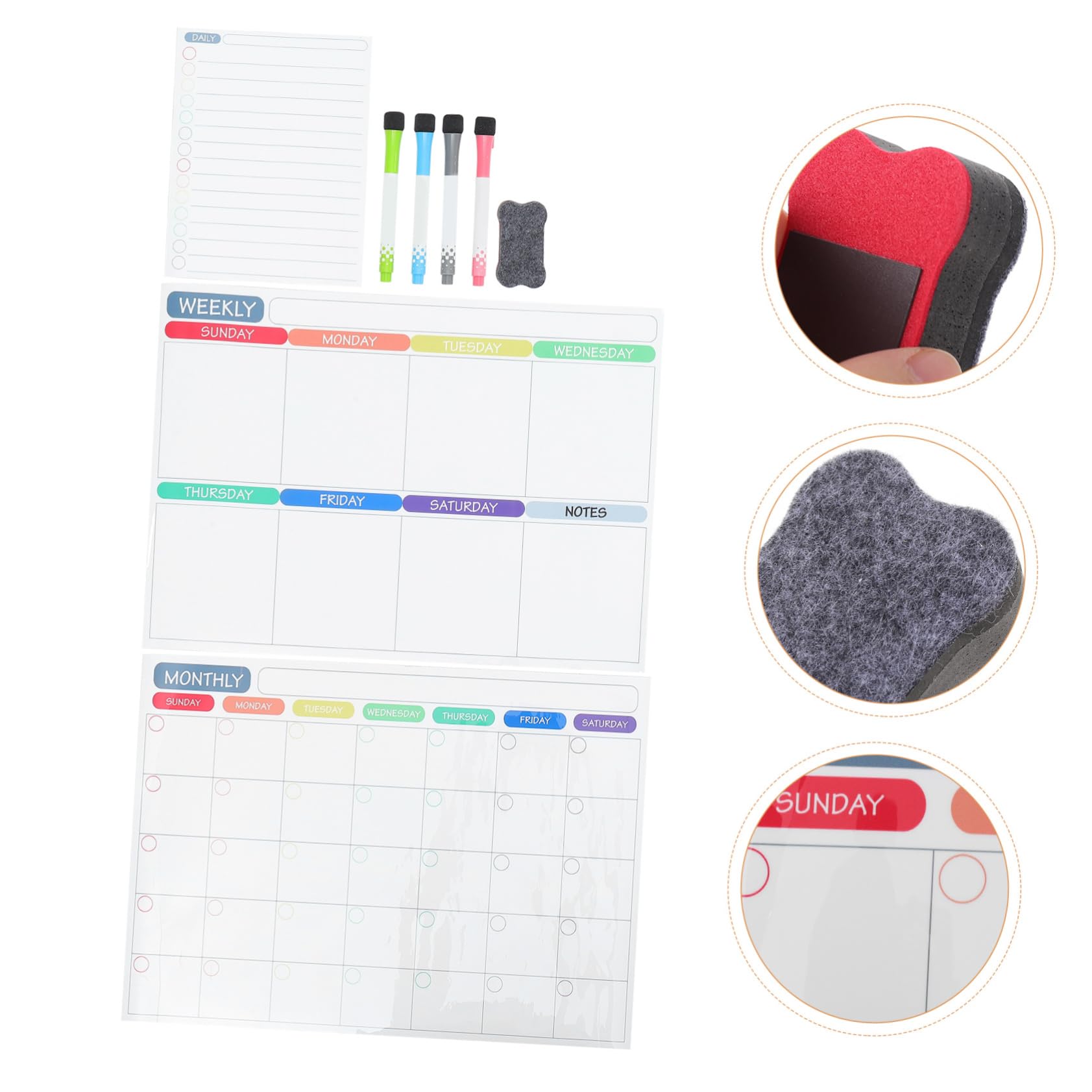 Lurrose 3sätze Magnetisches Whiteboard Für Kühlschrank Abwischbare Wochen Und Monatsplaner Mit Magneten Inklusive Monat Woche Stifte Und Radierer Für Familienorganisation