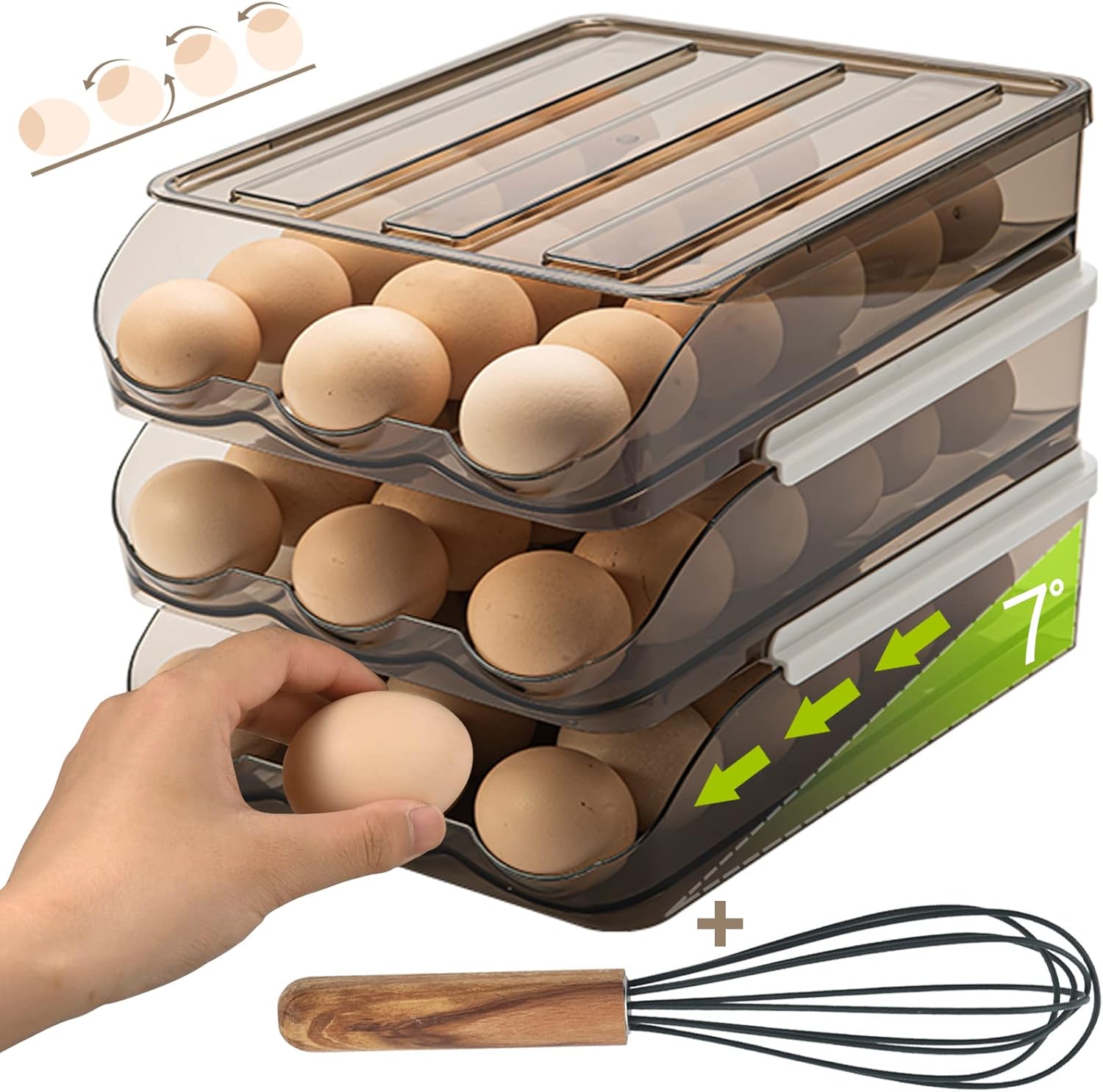 Automatic Scrolling Egg Box Holder for Refrigerator, Slide