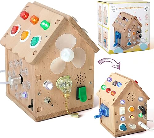 Tablero Montessori de madera con sonido y luz, interruptor de luz, juguetes sensoriales Montessori para niños de más de 3 años, regalos para niños y