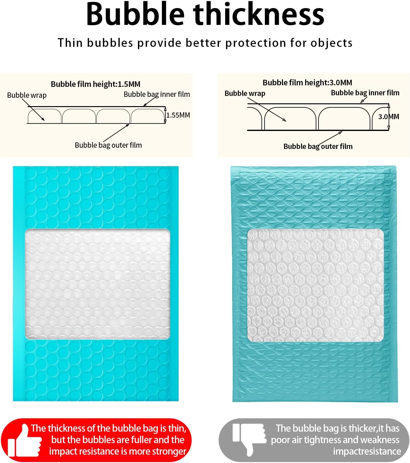Bubble Mailers, 8.5x11 Inch Padded Bubble Mailers Pack of 50 Bubble Envelopes Opaque Self Seal Adhesive Waterproof Bags for Shipping and Packaging (Teal, 8.5x11-50Pc) - Image 3