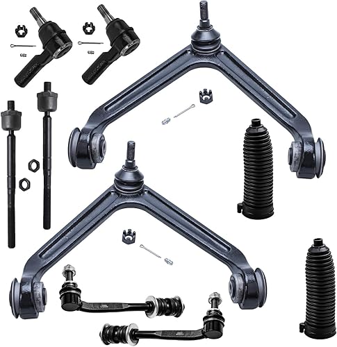 Miniatura 337 de Detroit Axle - Kit de suspensión frontal de 10 piezas para Chevy Trailblazer EXT GMC Envoy XL XUV Buick Rainier Isuzu Ascender Olds Bravada, brazos