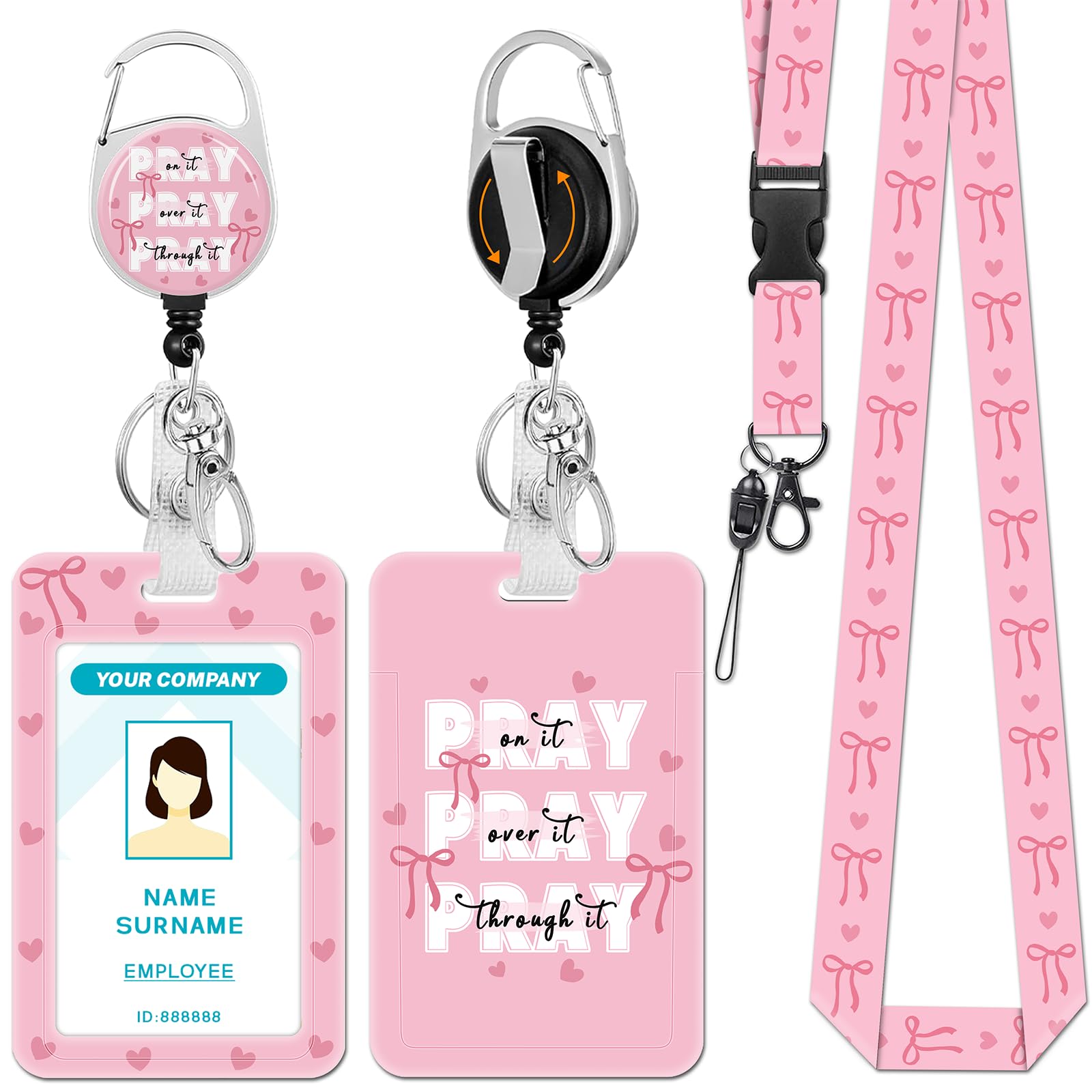 Hancynir Inspirational Quote Lanyards for Id Badges, Retractable Reel Clip