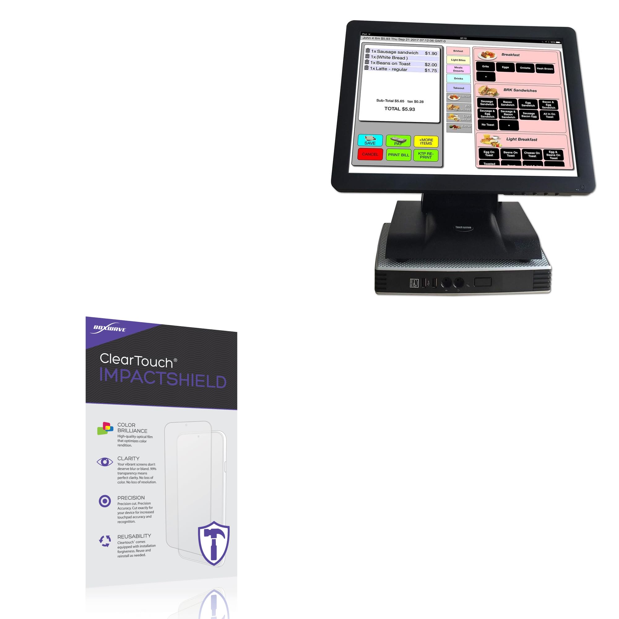 BoxWave Screen Protector Compatible with ezeetab PRO-15 POS Terminal - ClearTouch ImpactShield (2-Pack), Impenetrable Screen Protector Flexible Film