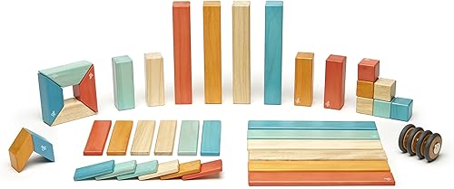 Miniatura 5 de Juego de bloques de la marca Tegu, magnéticos, de madera, 42 piezas, juegos de 42 piezas, talla única , Blossom