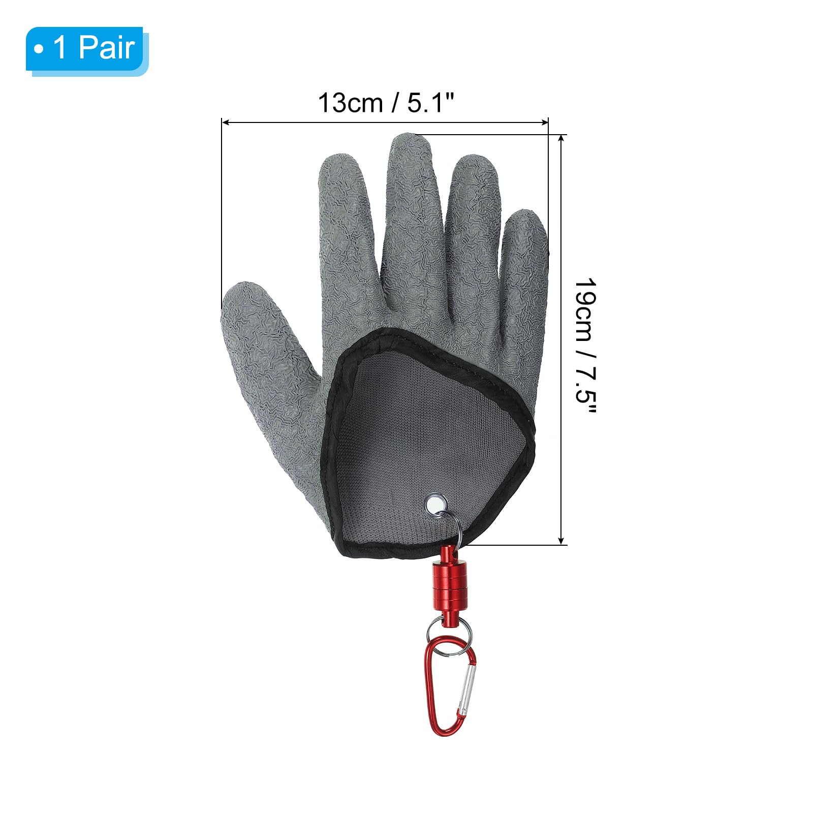 PATIKIL Fishing Gloves With Alloy Magnet Release 1 Pair Fisherman Professional Catch Fish Gloves Non-Slip Puncture Resistant Waterproof Fillet Glove for Handling Catching Cleaning Grey - Image 2