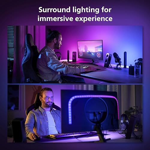 Miniatura 5 de Philips Hue Tira de luz blanca y color Ambiance Play Gradient de 24 a 27 pulgadas para PC con puente - Control con la aplicación Hue Sync -