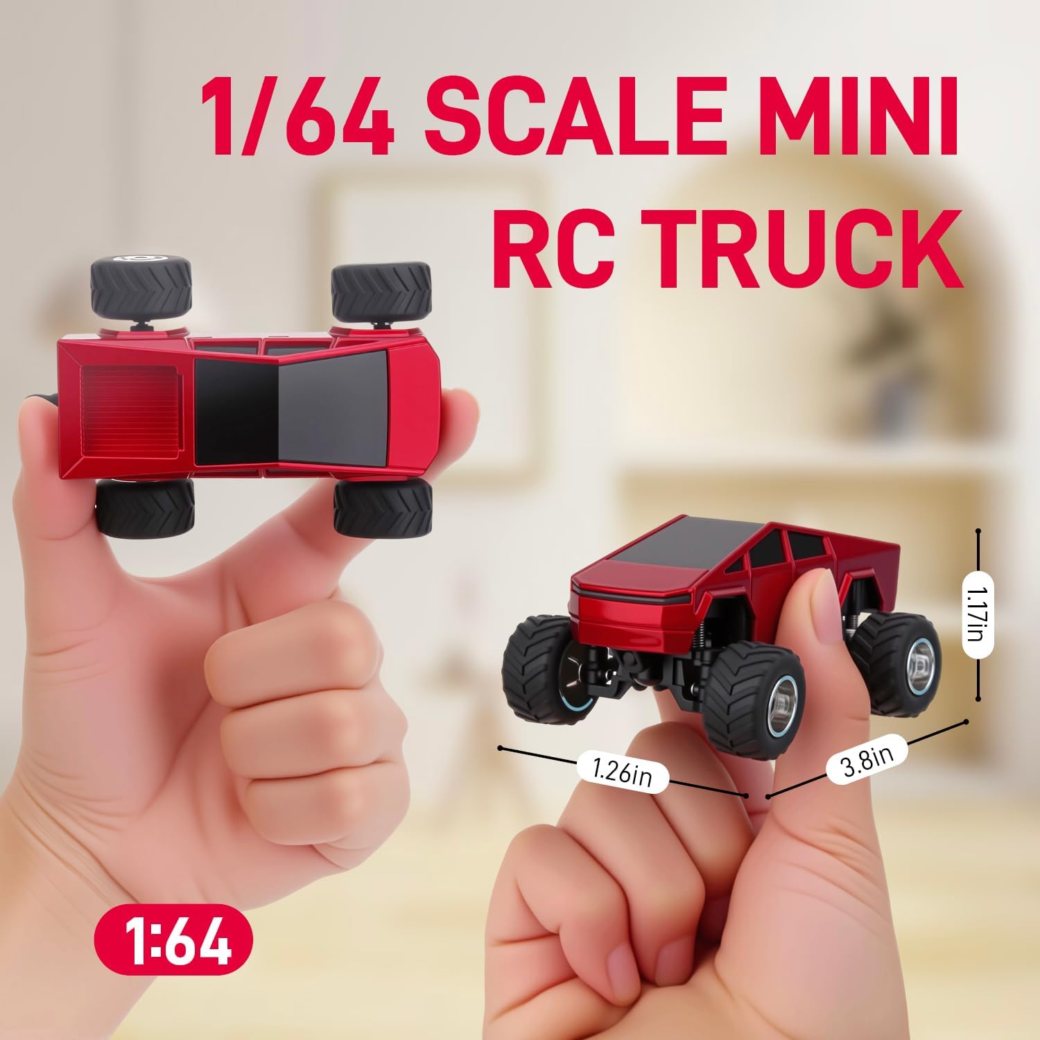 Toy RC Remote Control Car for Boys Aged 3 4 5 6, 1:64 Scale Rc Toy Truck with 2.4GHz Speed Control 3 Speed Modes, Diecast Alloy Toy Trucks Gifts for Boys and Girls