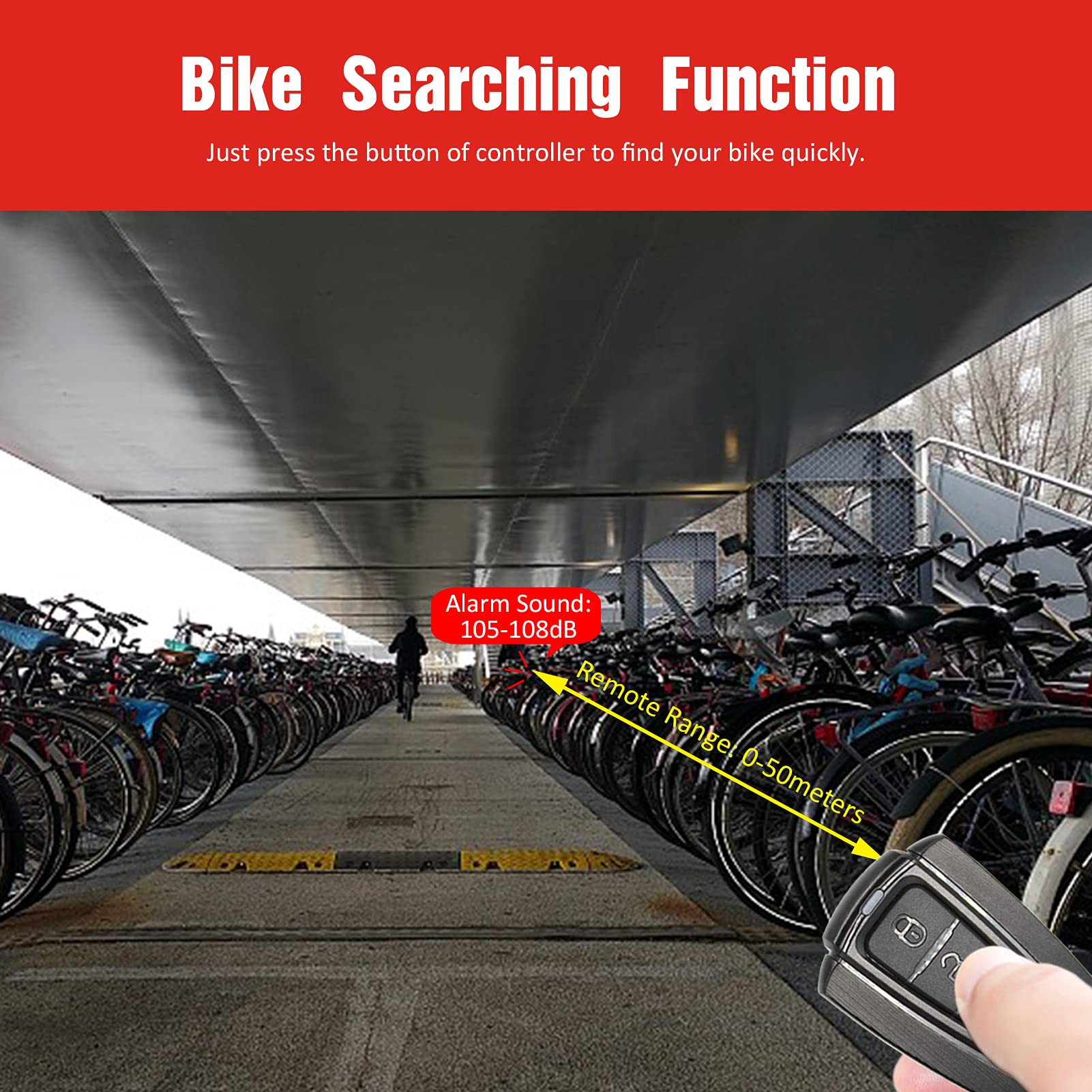 Luce Posteriore per Allarme Bici senza Fili Antifurto con Telecomando 108db 3 Modalità Campanello+4 Modalità di Illuminazione Fanale Posteriore Della Bicicletta IPX5 Impermeabile per Ciclismo