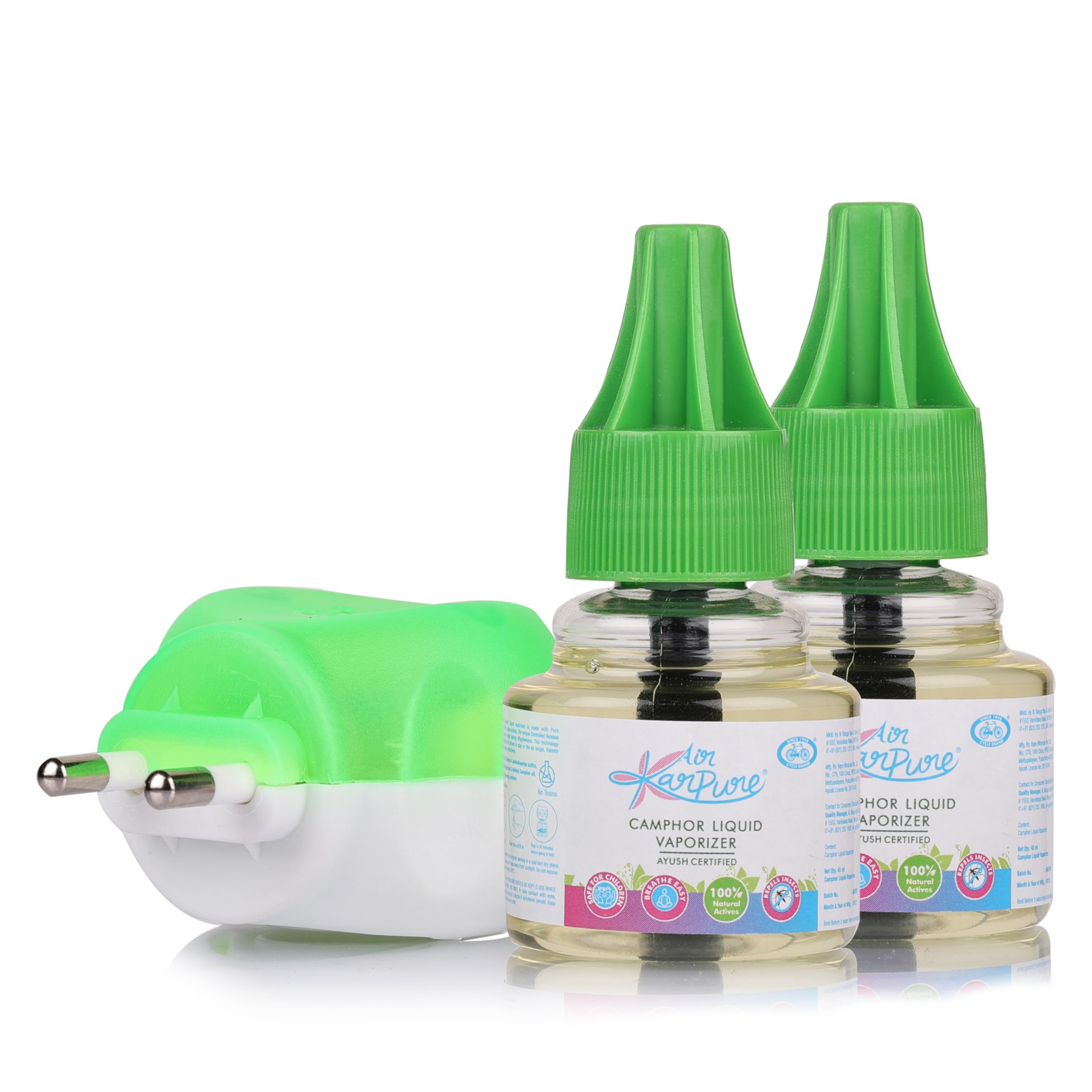 Cycle Pure Karpure Camphor Mosquito Repellent Machine with Refill - Pack of 2, 45 ML each | Original Kapoor Fragrance | Mosquito Liquid Vaporiser | Ayush Certified | Baby & Skin Safe, Pet Friendly (B0CKVP6CF5) Amazon Price History, Amazon Price Tracker
