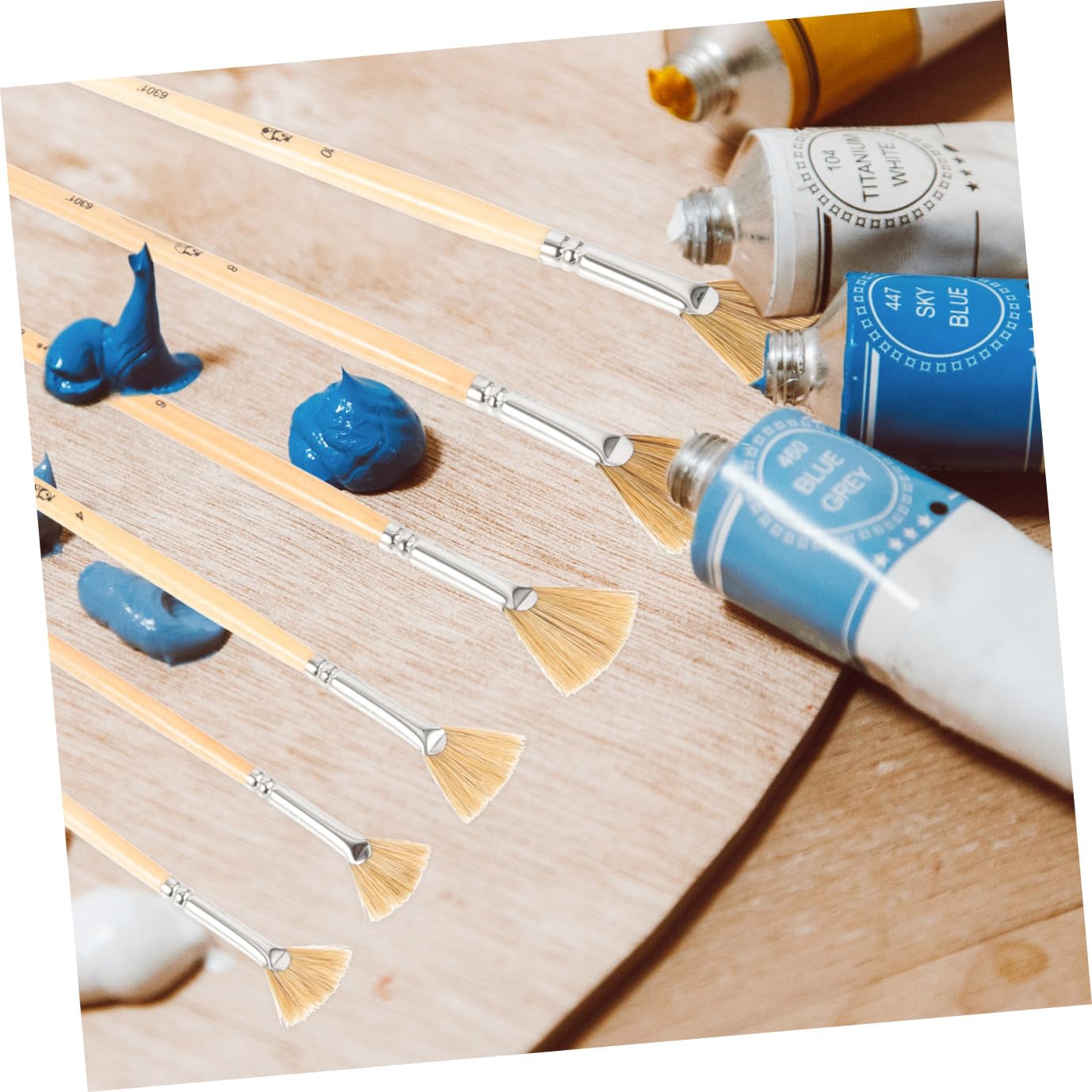 STOBOK Lot De 4 Pinceaux Aquarelle Ergonomiques en Éventail Portables Et Résistants À Lusure pour Une Utilisation Quotidienne (6 Pièces X 4)