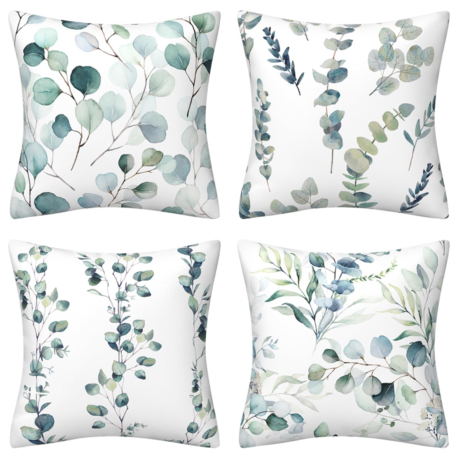 DILOXNSU Cushion Cover 50 x 50 cm, Green Leaf, Set of 4, Soft Decorative Cushion Covers, Modern Cuddly Decorative Cushion Cover, Couch Cushion, Abstract Art Sofa Cushion Cover, Decorative Cushion for — image 1