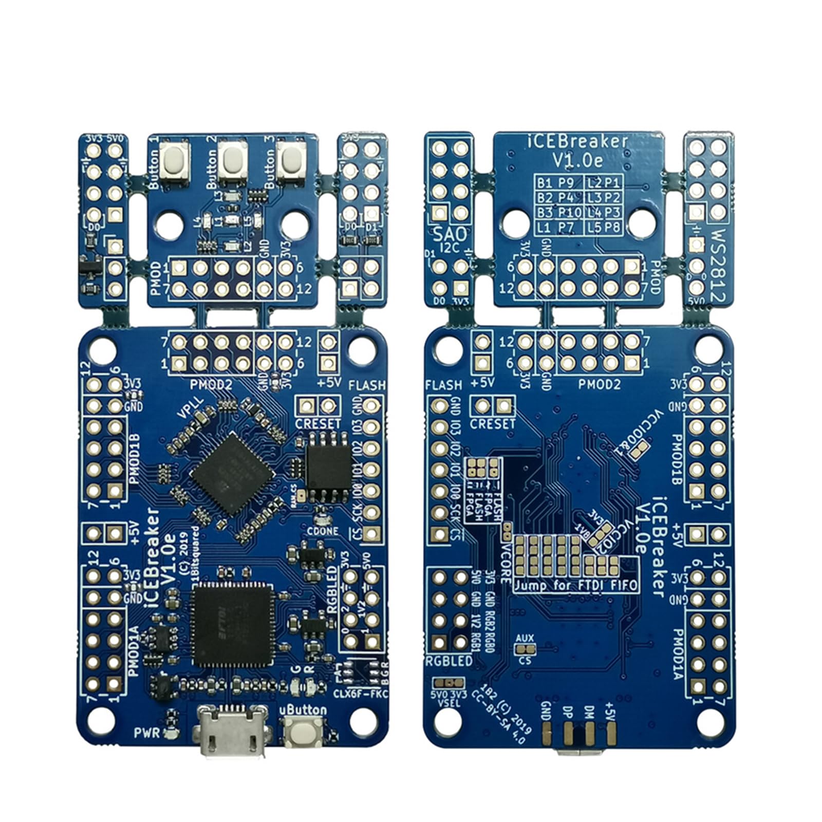 V1.0e Carte de développement FPGA ICE40 120 Kbit pour connecteurs Pmod Programmation graphique Facile à exécuter Kit de développement numérique matériel