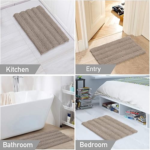 Miniatura 6 de Turquoize - Tapete de felpilla para baño, peludo, antideslizante, grueso, juego de 1 tapete de felpilla para baño, suave, superabsorbente, lavable,