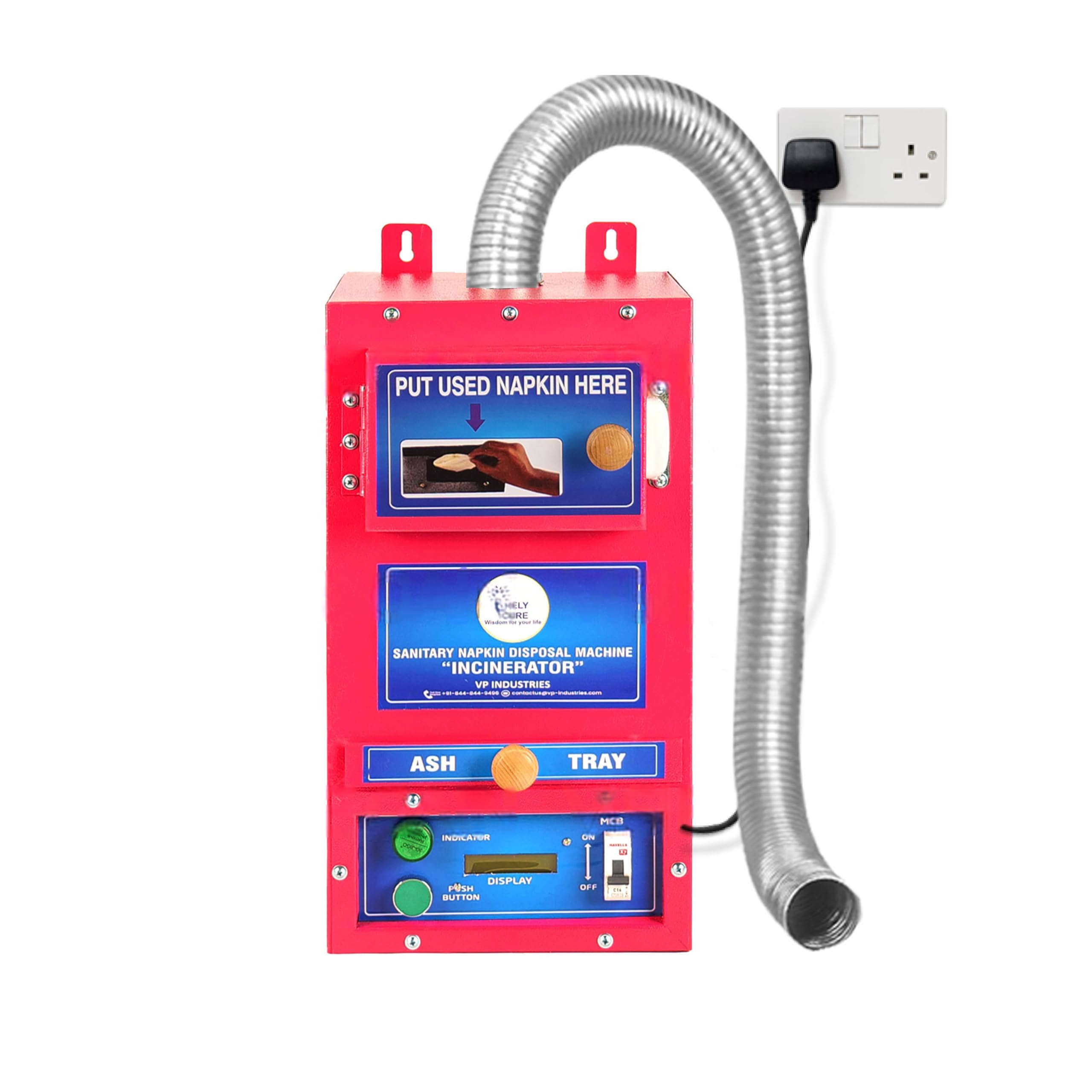By VP Industries (Medium 200 Pad Per Day) Sanitary Napkin Incinerator Machine with Digital Display | Burns 10-12 Pads per Cycle in 15-20 Mins | Compact & Efficient Pad Destroyer.