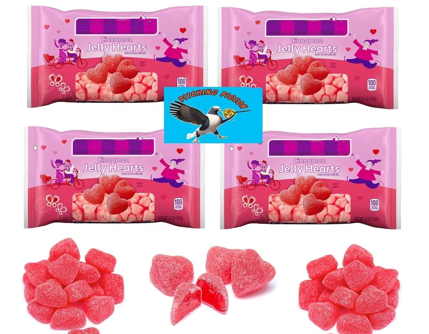 Cinnamon Jelly Hearts Valentine’s Day Candy – 48oz Total | Spicy Gummy Heart Candy for Valentine Exchanges, Parties & Gifts