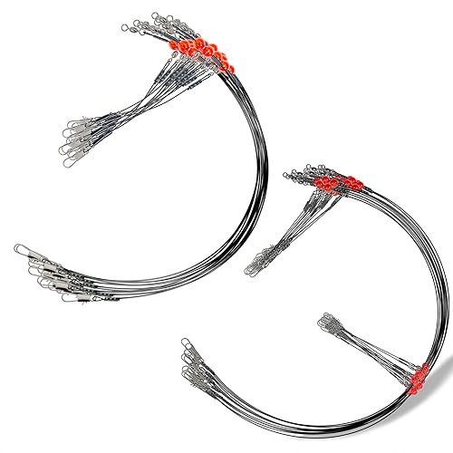 Miniatura 16 de YOTO Líderes de pesca, aparejo de aparejos de acero inoxidable con señuelo de aparejos giratorios a presión, líder de alambre de agua salada, líder