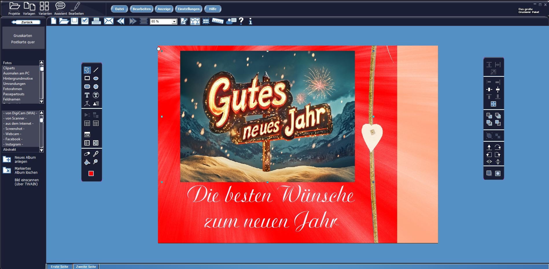 Das große Druckerei Paket 2026 - Einladungen, Glückwunsch Karten, Etiketten, CD-DVD Labels, Visitenkarten für Windows 11, 10, 8.1, 7