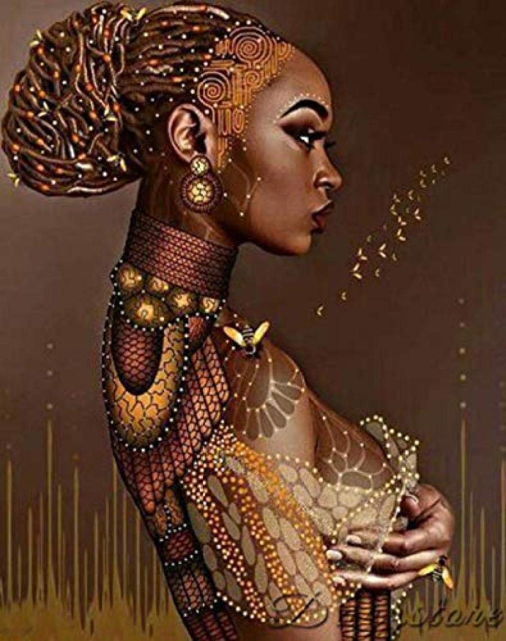 5D diamante pintura mosaico DIY mujeres africanas bordado de diamantes decoración de diamantes de imitación artesanía para regalo del hogar taladro redondo 40X50Cm (16X20 pulgadas)