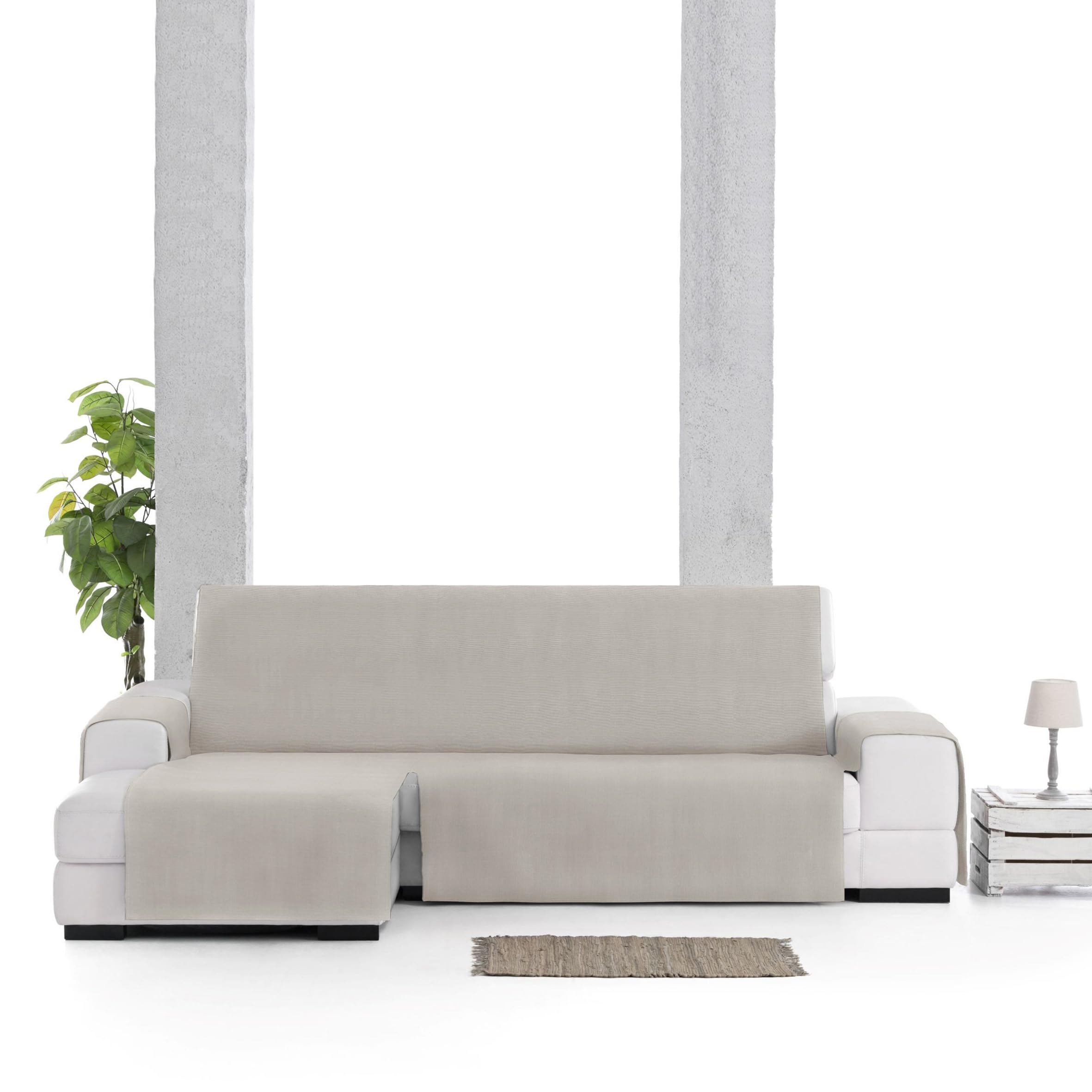 Eysa Oriente Funda de sofá Chaise Longue, 240cm (Medida de sentada) Izquierda Vista Frontal Lino