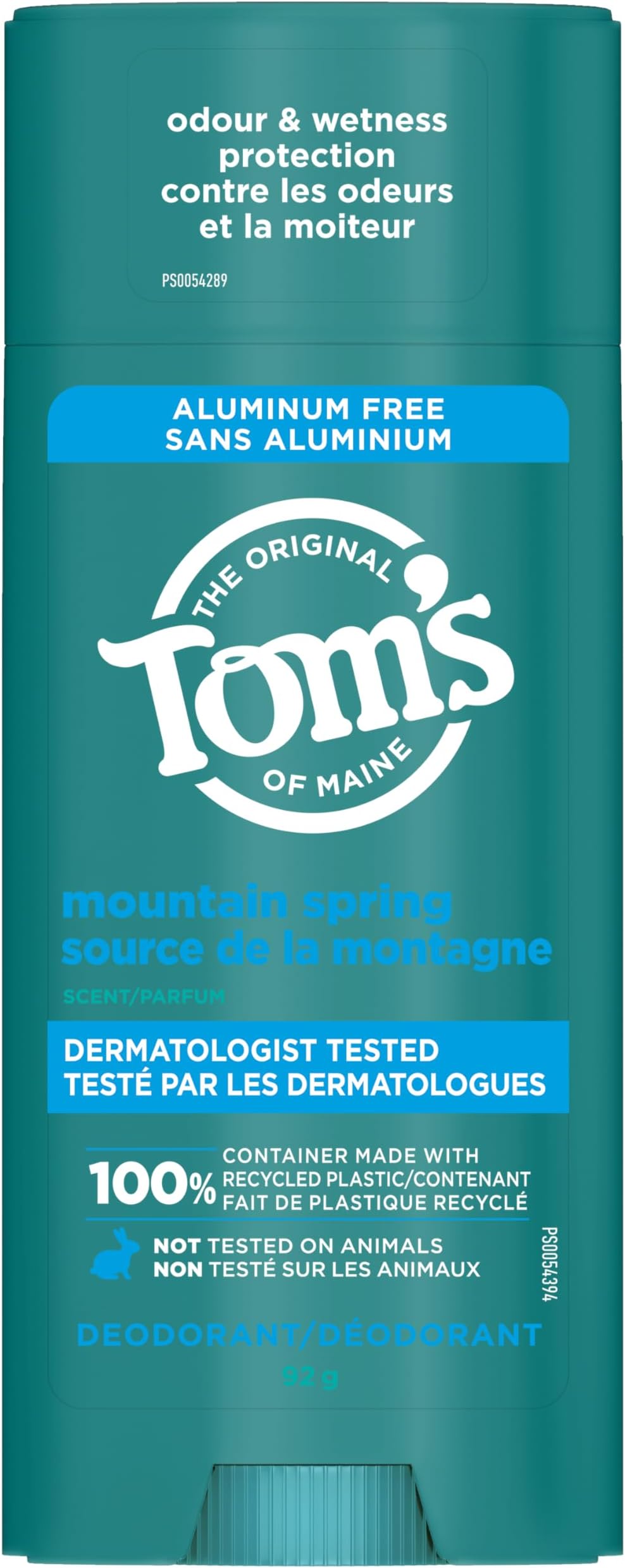 – Tom's of Maine Mountain Spring Natural Deodorant for Men and Women, Aluminum Free, 3.25 oz, Pack Of 1