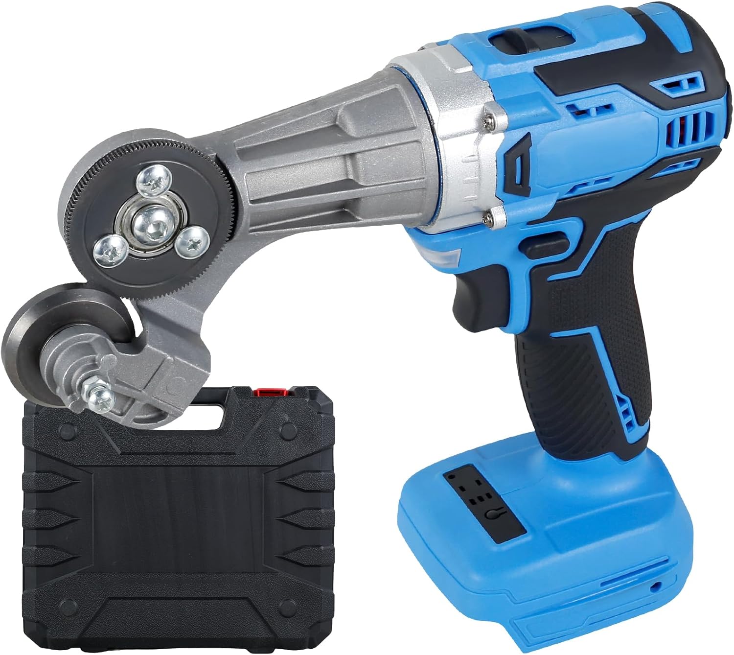 US Electric Drill Plate Cutter 18/21V Double Headed Metal Sheet Cutter Precise Cutting Plate Punch Shears Drill Attachment for Aluminium Steel Iron Copper Plate Cutting(Blue)