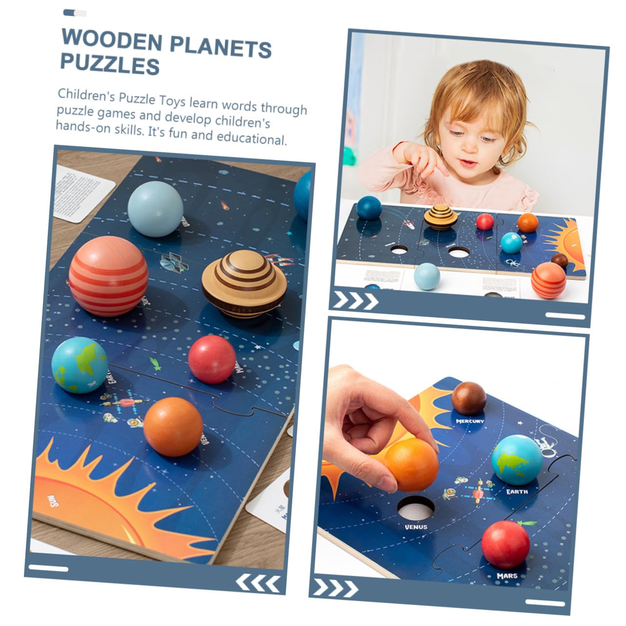 Juego de Rompecabezas Sistema Solar de Madera para Niños, Juguete Educativo para Desarrollar Creatividad E Inteligencia, 1 Set Interactivo y Divertido