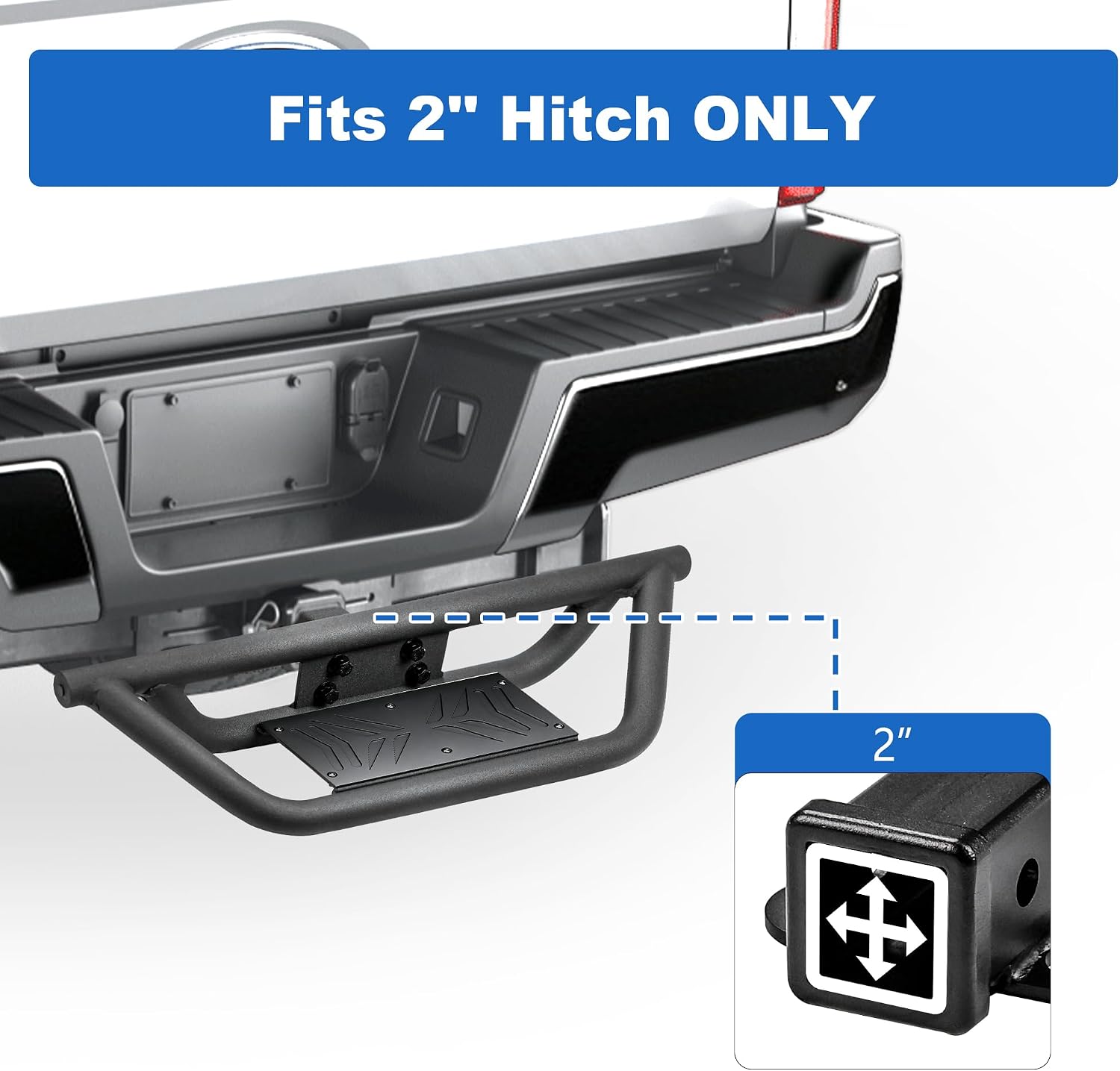 Universal Hitch Step for 2" Receiver, Non-Slip Footplate, 350 lb Capacity