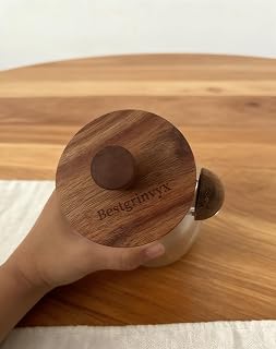 Glass Coffee Bean Storage Container, Wood Lid with Spoon, Airtight Silicone Seal, BPA-Free (500ML/16.91OZ)