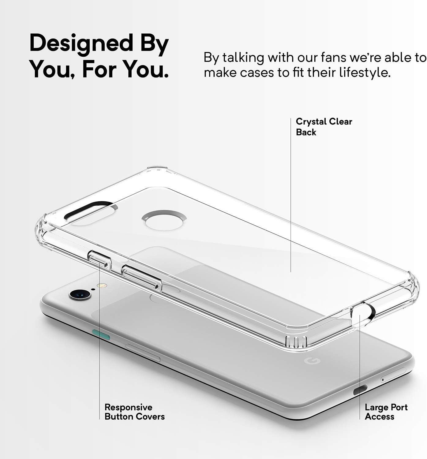 Caseology Waterfall for Google Pixel 3 XL Case (2018) - Minimal & Transparent - Clear
