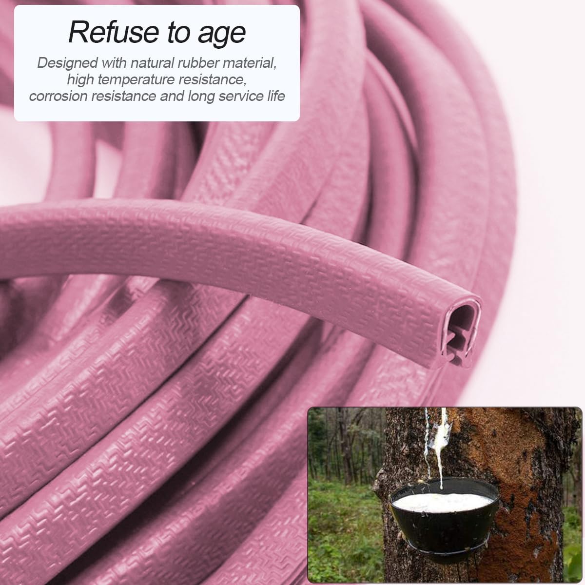 Car Door Protector Edge Guards, Universal Rubber Seal U Shape Car Door Protection, Aluminum Boat Edge Trim Guards No Glue Required, Exterior Accessories Fit for Most Cars (Pink/32.80FT)