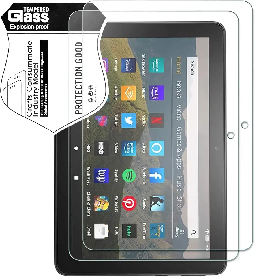 Pacote com 2 protetores de tela para o novo tablet Fire HD 8 e Fire HD 8 Plus de 8 polegadas (12ª/10ª geração - versão 2022/2020), vidro temperado, compatível com canetas Stylus, ultrarresistente