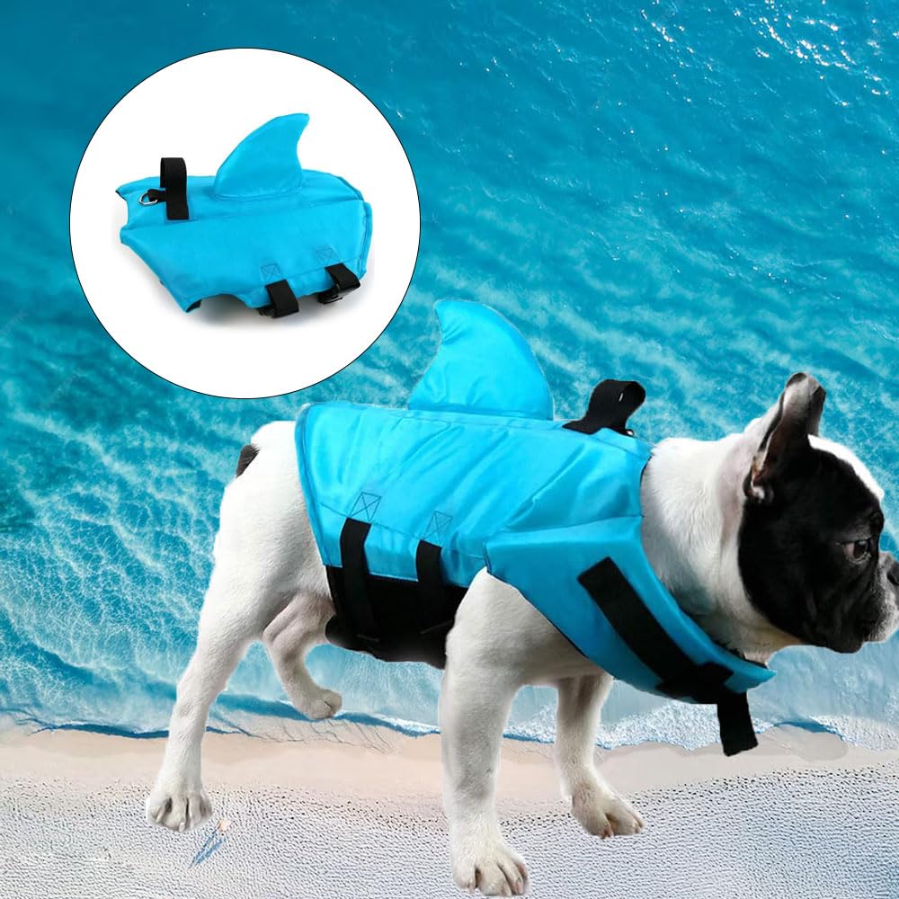 Voarge Life Jacket, Salvagente per Cane, Avola da Paddle, Galleggiabilità Superiore, Ripstop Regolabile Squalo Giubbotto di salvataggio, Blu, S