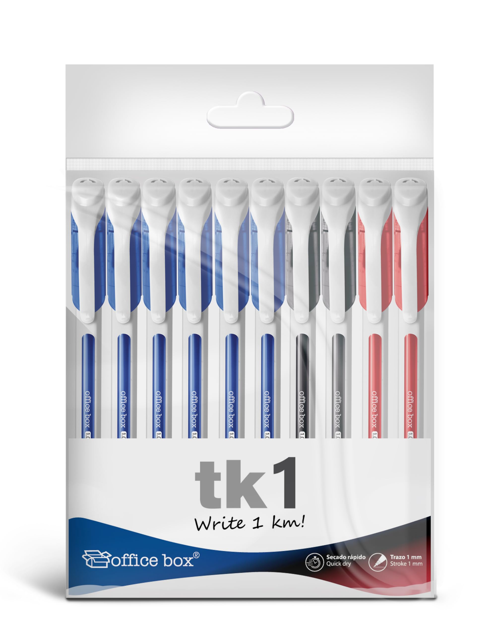 office box Boligrafos TK - Bolígrafos de tinta Semigel con Punta Metálica y Cuerpo triangular en Soft Touch que escribe más de 1 km by (Tk1 - Pack 10 Surtidos)