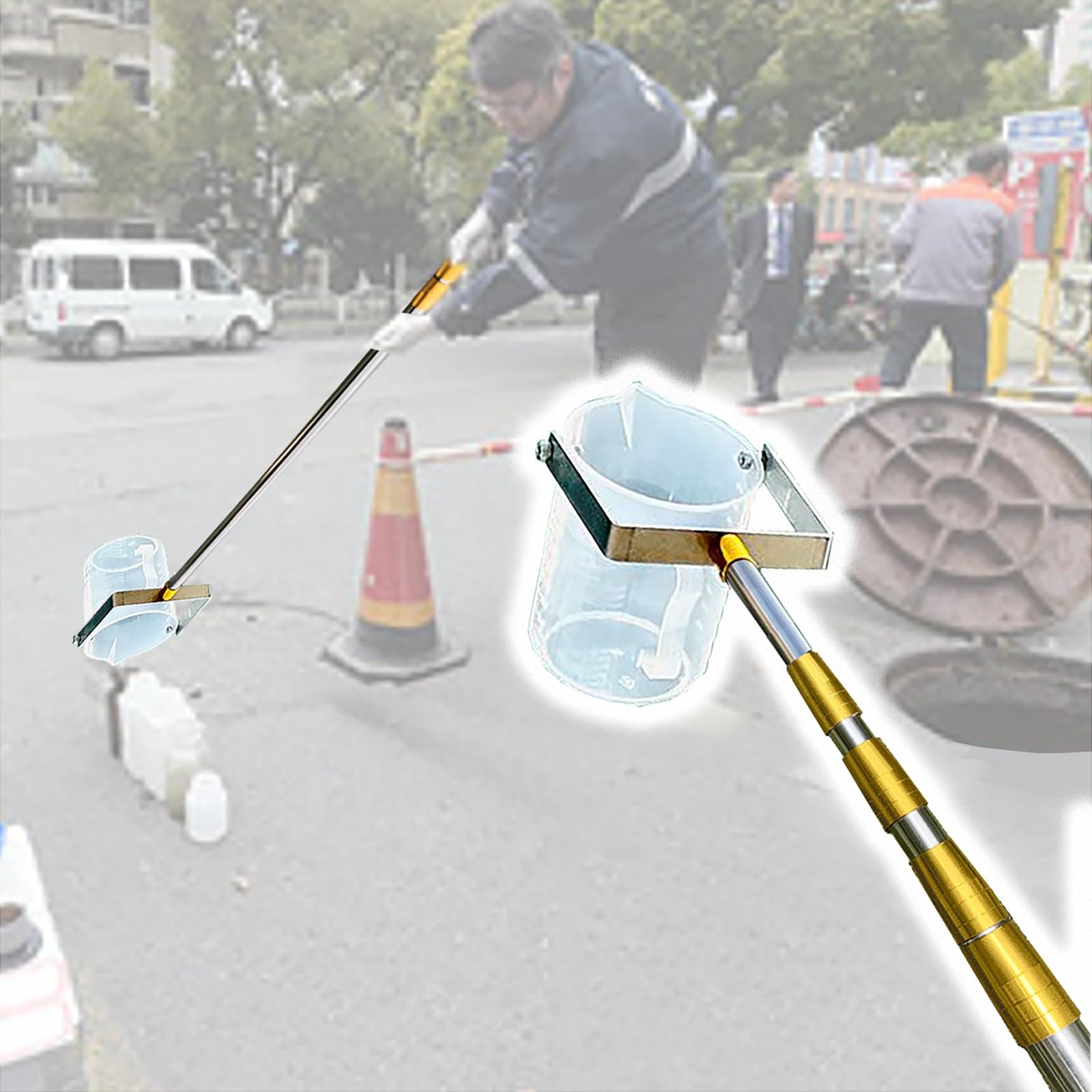 Manhole Sewage Surveys Sampler Dipper, 500-1000 Ml Large Capacity Water Quality Tester Sampling Collection for Depth Water/Long Distances/Lakeside(1000ml,1.11-300cm/3.6-9.8ft)