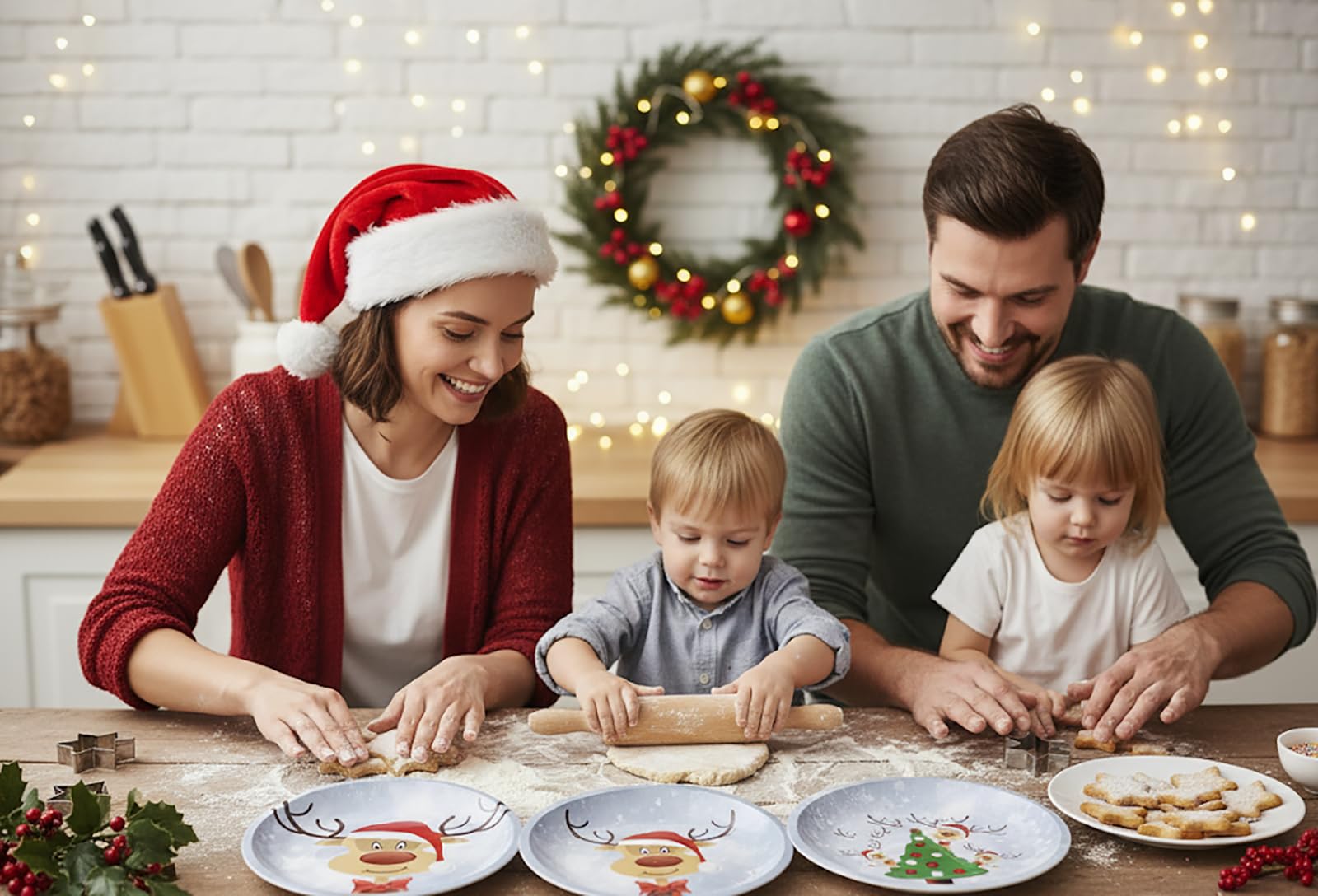 KAMACA 3er Set Weihnachtsteller Keksteller aus Metall Ø 26 cm Nikolausteller für Kekse, Plätzchen, Stollen & Süßes stilvoll wiederverwendbar Advent Festtage (3er Set Gebäckteller Rentier Ole)