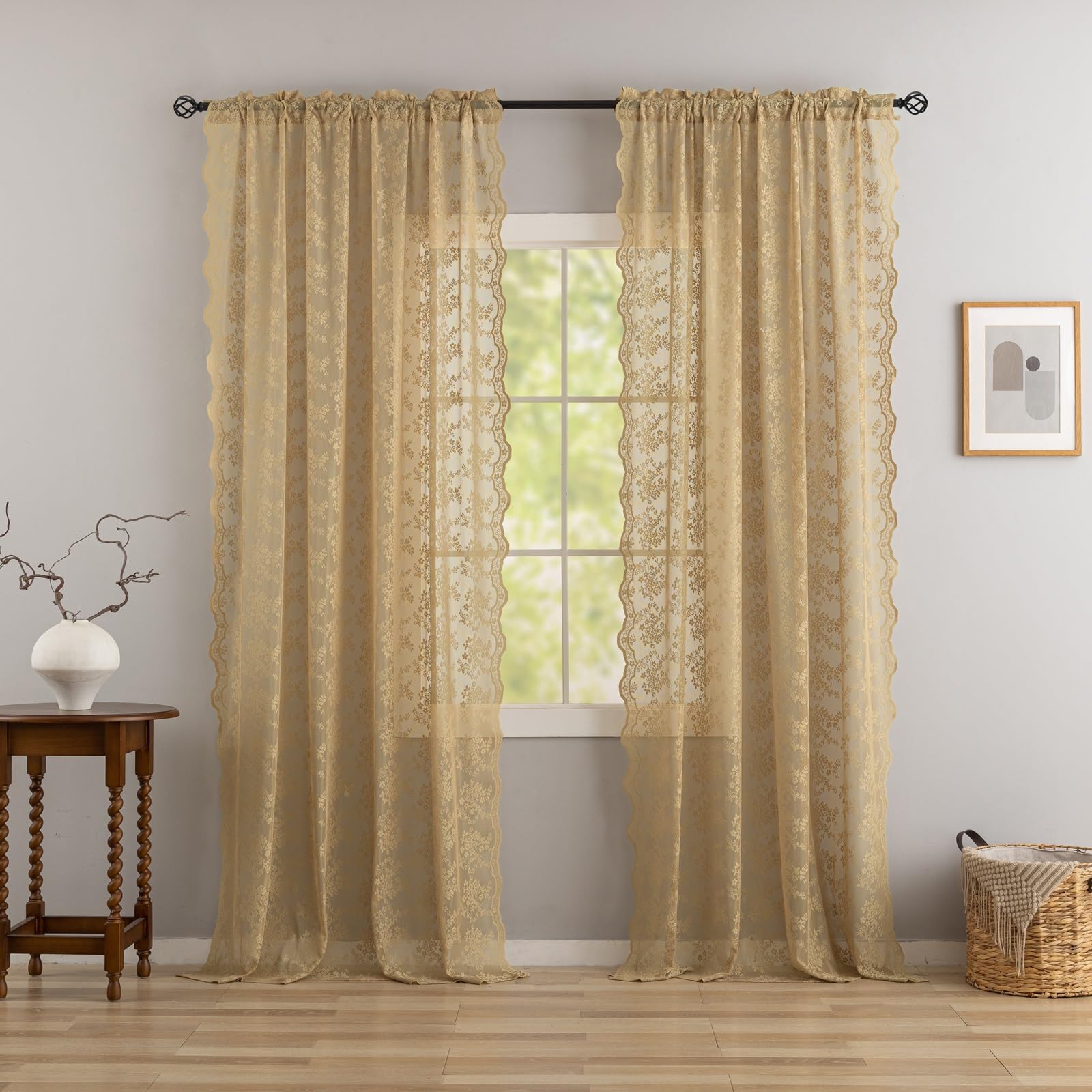 Amazon.com: YJ YANJUN Vintage Lace Curtains 72 Inches Long