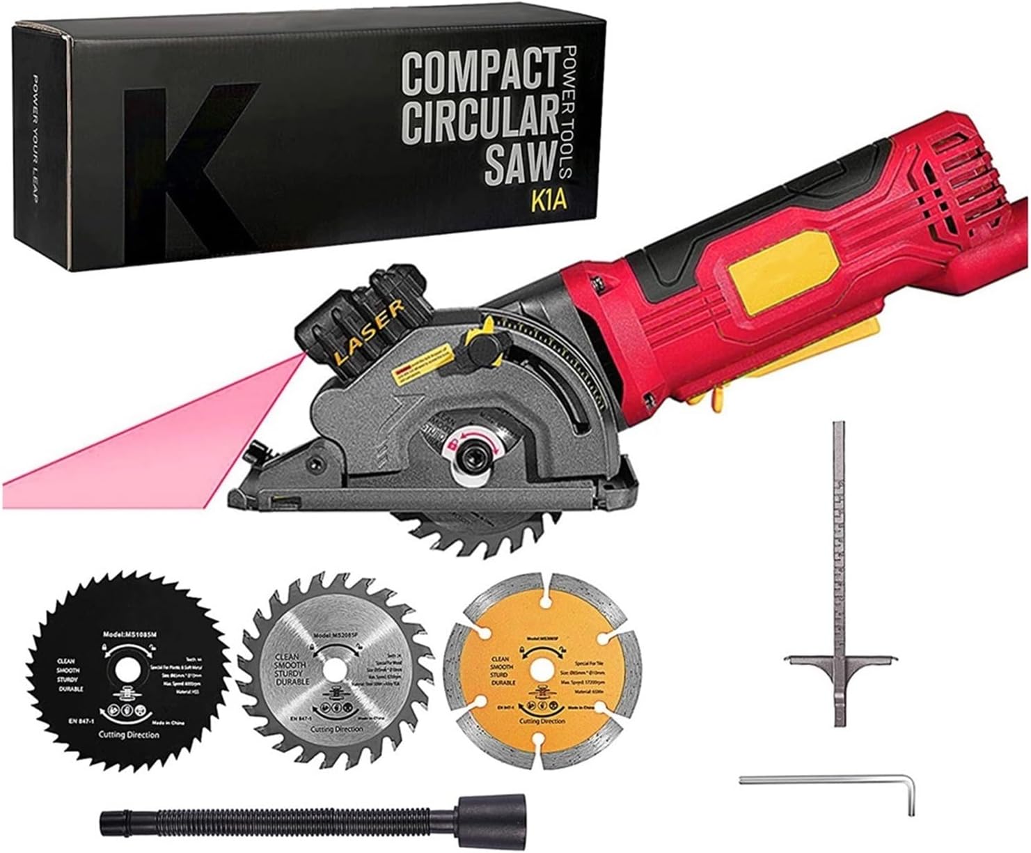 480W ミニ電動丸鋸 3700RPM 85mm ガイドスケール定規付き 真空ポート 3枚刃 切断用ハンドヘルド電動丸鋸