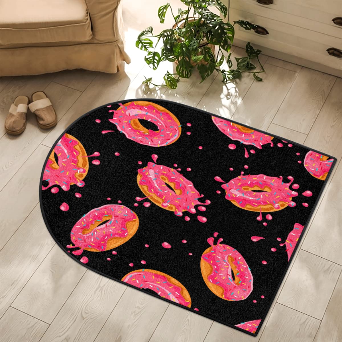 TropicalLife Dywanik do salonu, z motywem pączków, 100 x 120 cm, kolorowe pączki, do domu, sypialni, kuchni, duży, okrągły, antypoślizgowy dywanik pod drzwi