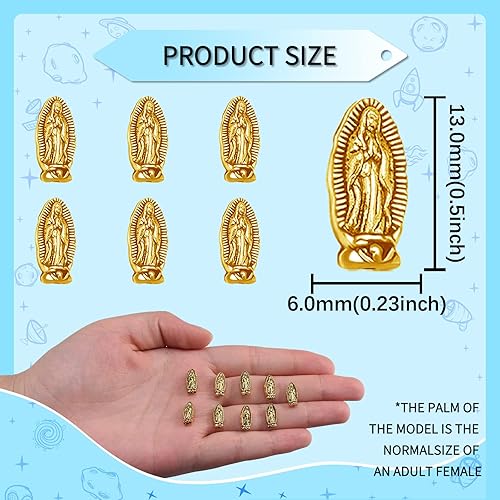Miniatura 2 de 120 cuentas espaciadoras religiosas ovaladas de aleación de doble cara de Jesús, Virgen María, cuentas sueltas para joyería católica, bricolaje,