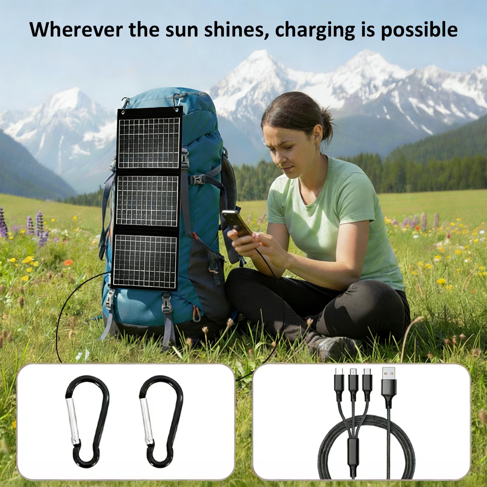 Dispositivo a energia solare da 28 W con due porte USB a ricarica rapida, ideale per campeggiatori ed escursionisti campeggio dispositivo solare