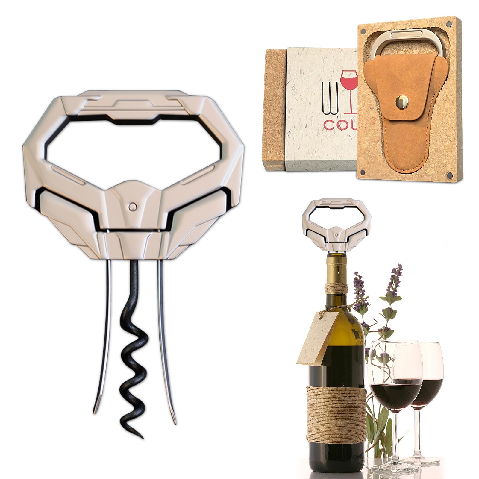 OHAANYY Tire-Bouchon Bilame Ouvre-Bouteille Design Diamant pour Vins Ancien | L'excellence pour grands crus. Ouvre-bouteille bilame haute précision. Extrait bouchons fragiles et anciens sans aucun casse
