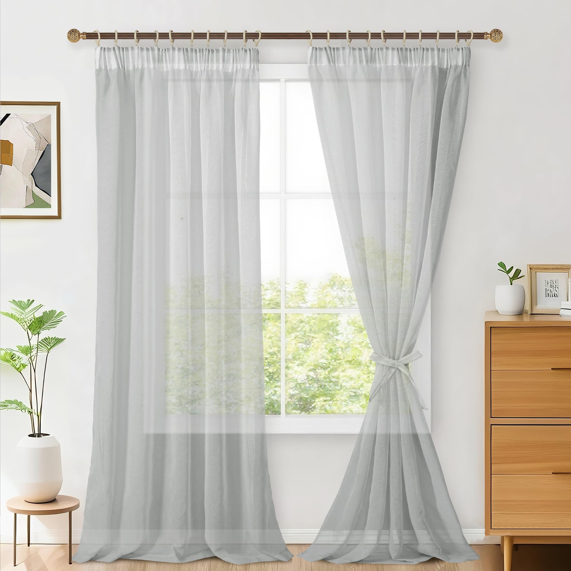 Hiasan 2er Set Sheer Voile gardinen vorhänge gardine Wohnzim