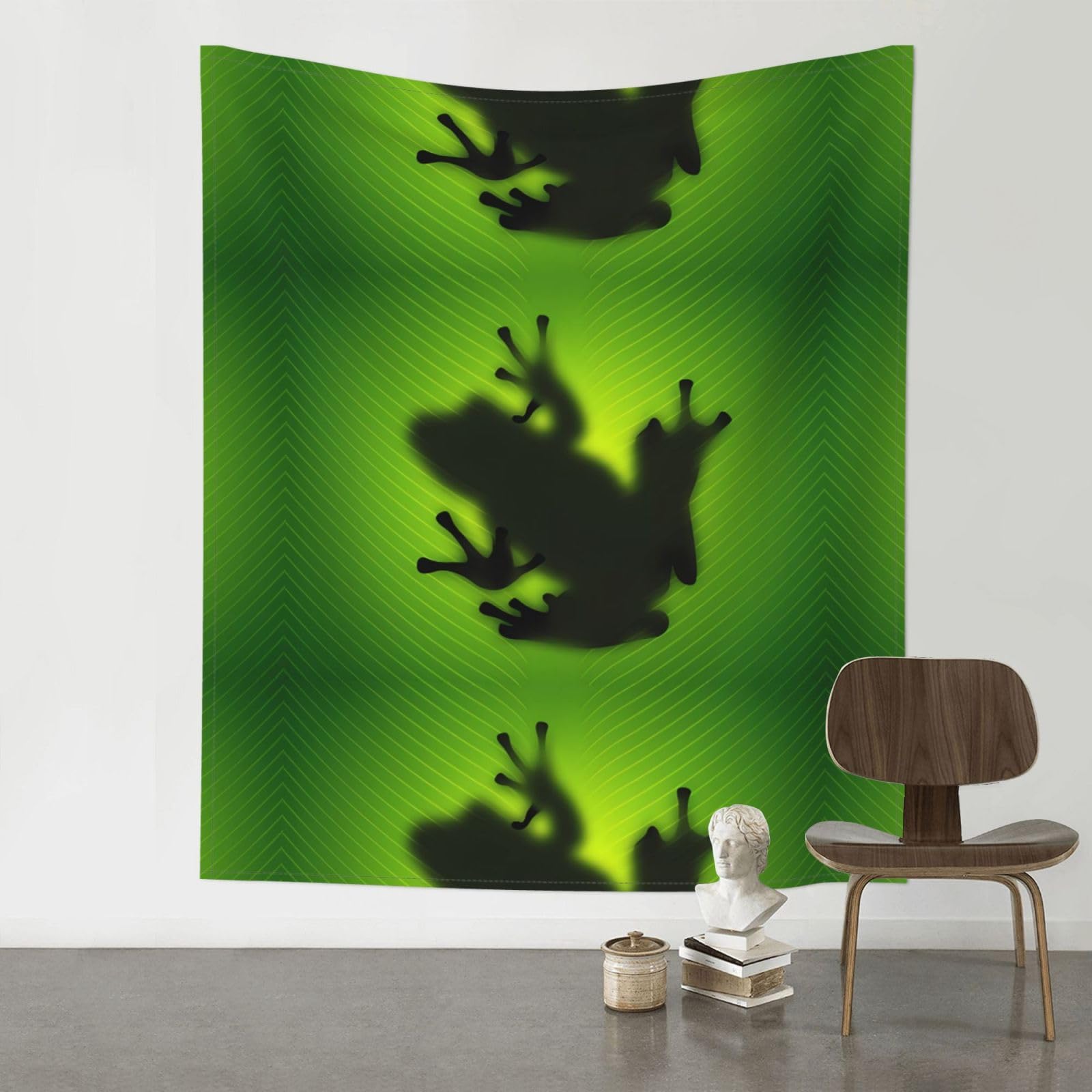 HJFCZH Green Frog Shadow Prints Wall Tapestry 60x51in – Boho Decor Throw for Bedroom, Dorm, Beach Cover & Picnic Blanket