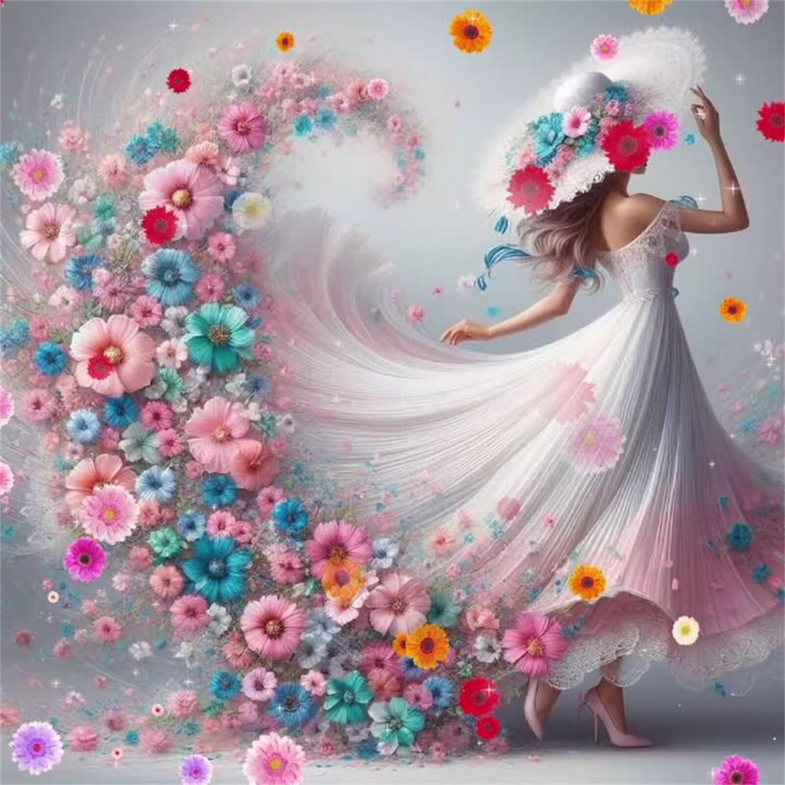 Puzzle 1000 elementów dla dorosłych dziewcząt z kwiatowymi spódnicami, klasyczne puzzle Jigsaw 65 x 65 cm, gra zręcznościowa dla całej rodziny, kolorowe układanie, dekoracja domu