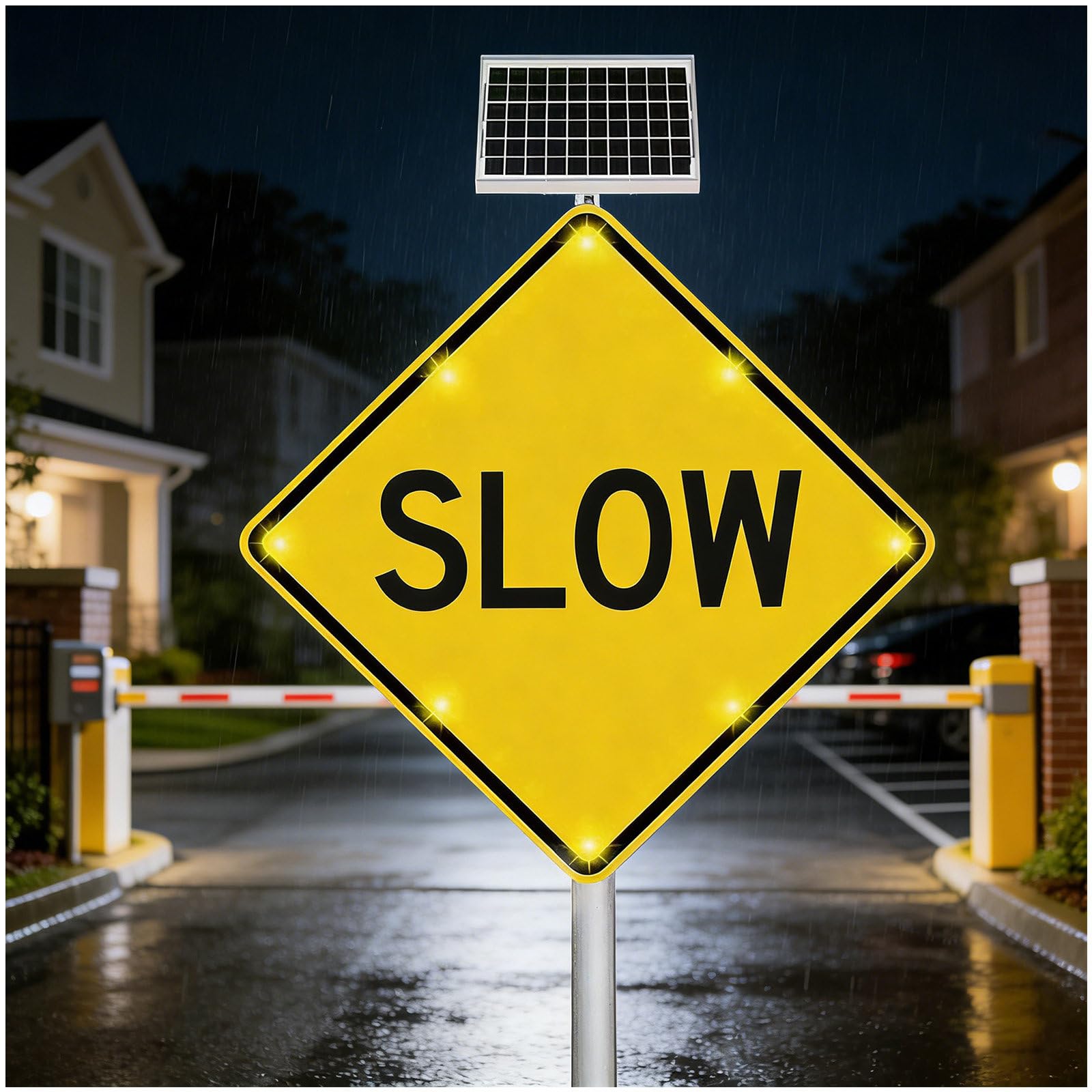Cielobloen Multicolor Solar Powered Slow Sign – 24/30 Inch, Led Solar Powered Slow Safety Light Sign, Engineering-Grade Reflective, Ip65 Waterproof, For Sidewalks & Alleys 24"