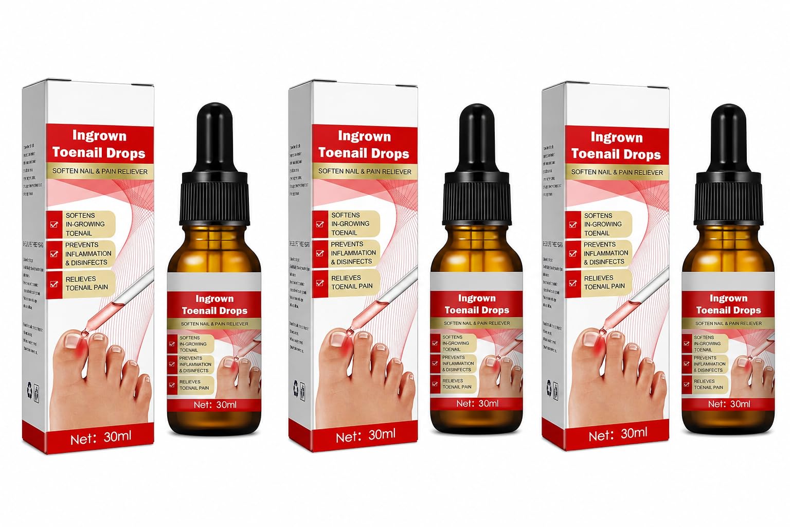 Hivetz Ingrown Toenail Treatment,Nail Helper,Nail Growth Treatment,Ingrown Drops,Cuticle Nail Oil,Ingrown Correction Treatment For Toenails, Extra Strong Damaged Nails (PACK_OF_3)-image-4