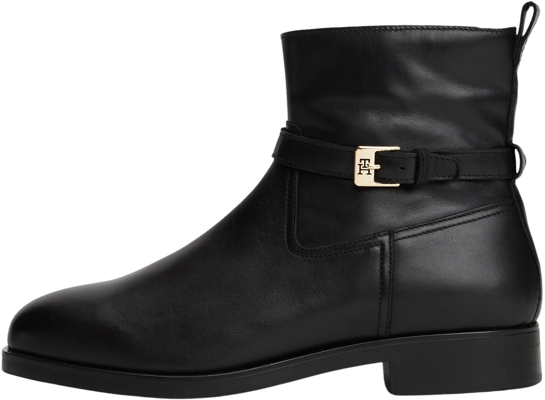 Tommy Hilfiger Buckle Detailed Leather Bootie, Black, Size 36, Women