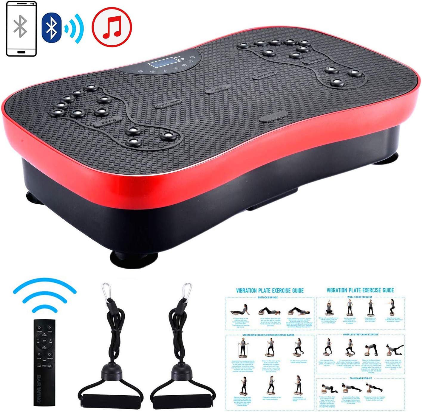 FITODO Vibration Platform Plate Crazy Fit Workout Machine——Fitness for Home and Office/Balance Training/Stretching Exercise/Bluetooth Music/Resistance Bands